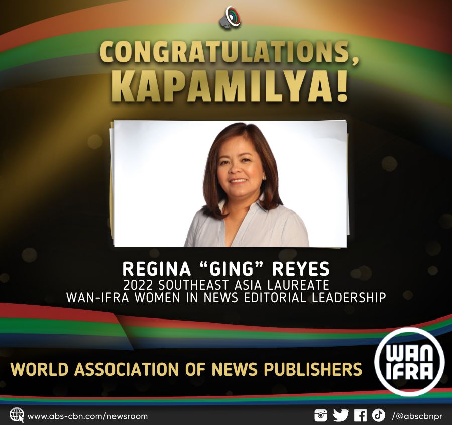 Abs Cbn News Chief Ging Reyes Is 2022 Southeast Asia Laureate For Wan Ifra Women In News 1912